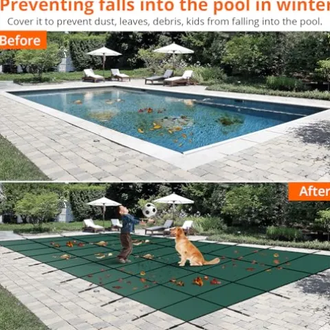 GARVEE Pool Safety Cover Green Mesh Fits 18x36ft Inground Pool