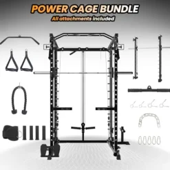 GarveeLife Power Cage SmithBar 2000 LBS Rack with Cable System Black