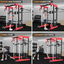 GarveeLife Power Cage Smith Machine Red