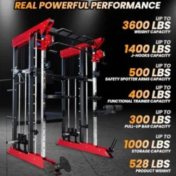 GarveeLife Power Cage Smith Machine Red