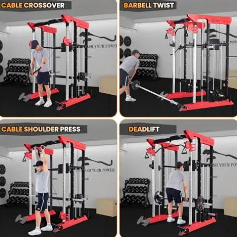 GarveeLife Power Cage Smith Machine Red