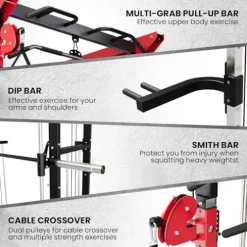 GarveeLife Power Cage Smith Machine Red