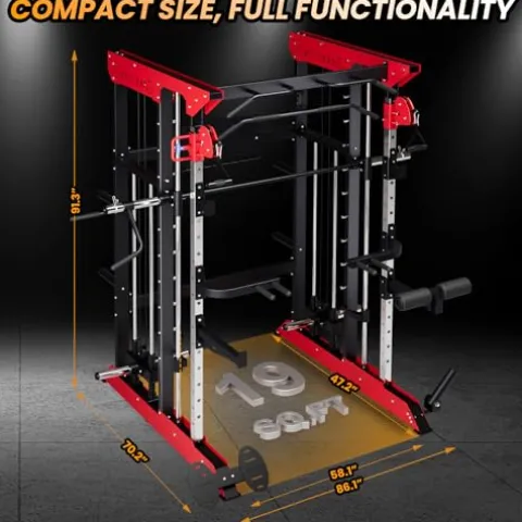 GarveeLife Power Cage Smith Machine Red