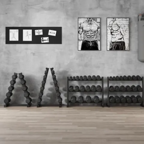 GarveeLife Premium Rubber Coated Hex Dumbbell Set with Rack 350lbs Black