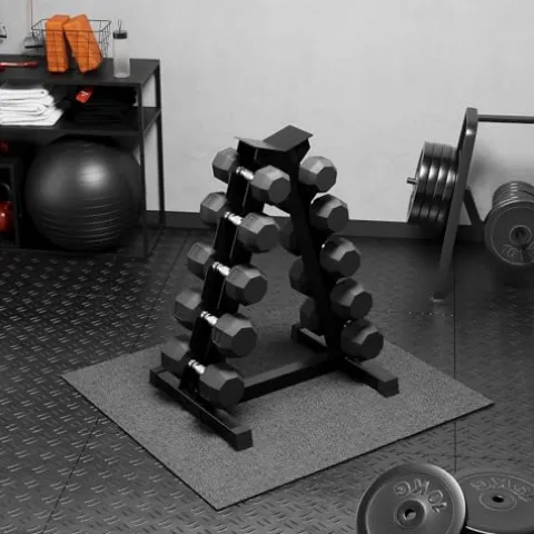 GarveeLife Premium Rubber Coated Hex Dumbbell Set with Rack 350lbs Black
