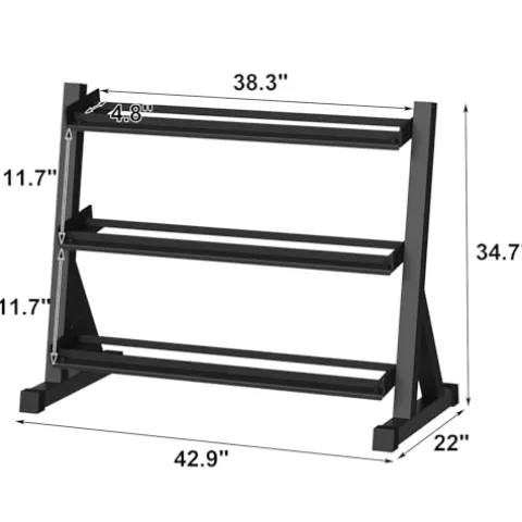 GarveeLife Premium Rubber Coated Hex Dumbbell Weight Set with Rack Black