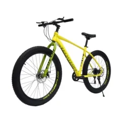 Generic 26 Inch Mountain Bike Men’s Fat Tire Bicycle 26-Inch Wheels 3-Inch Wide Tire 7-Speed Steel Frame Double Disc Brake Yellow