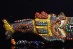 Generic 17″ Tibetan Temple Meteorite Mosaic Gem Dzi Beads Sword Amulet