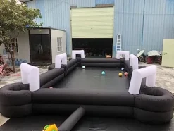 Generic Giant Inflatable Soccer Pool Table Football Pitch Billiards Game Black+White