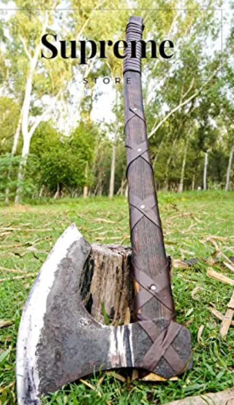 Generic Hand Forged Large Viking Axe Brown