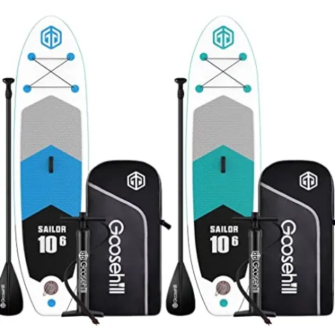 Generic Inflatable Standing Paddleboards 10’6″x32″x6″ Thick, SCE Material, Backpack & Pump Blue/Green