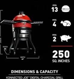 Generic Kamado Joe Konnected Joe Digital Charcoal Grill and Smoker with Auto-Ignition and Temperature Control Red