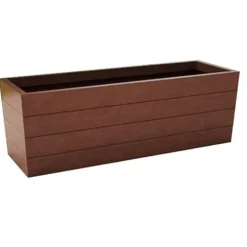 Generic Madera Tapered Rectangle Fiberglass Planter 48″ x 15″ x 24″ Walnut