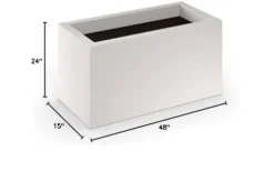 Generic Modern Fiberglass Rectangle Planters 48″ L x 15″ W x 24″ H White Matte