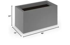 Generic Modern Fiberglass Rectangle Planters 48″ L x 15″ W x 24″ H Dark Grey Matte