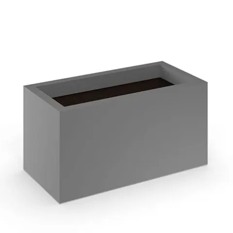 Generic Modern Fiberglass Rectangle Planters 48″ L x 15″ W x 24″ H Dark Grey Matte