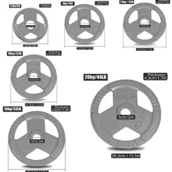 Generic Olympic Weight Plate Set 262LB Rubber Grip for Strength Training
