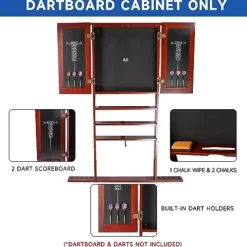 Generic Pool Cue Wall Mounted Rack & Dart Board Cabinet Combination