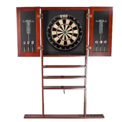 Generic Pool Cue Wall Mounted Rack & Dart Board Cabinet Combination