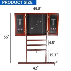 Generic Pool Cue Wall Mounted Rack & Dart Board Cabinet Combination