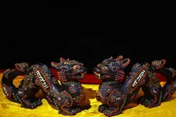 Generic Tibetan Temple Meteorite Dzi Beads Dragon Pair 10