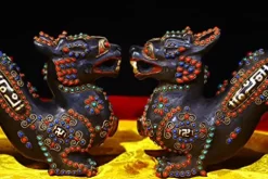 Generic Tibetan Temple Meteorite Dzi Beads Dragon Pair 10