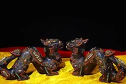 Generic Tibetan Temple Meteorite Dzi Beads Dragon Pair 10