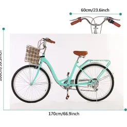 GENERIC Women’s Beach Cruiser Bicycle 7 Speed 24 Inch Mint Green
