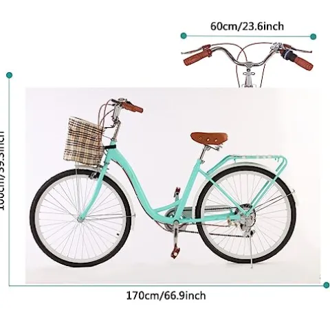 GENERIC Women’s Beach Cruiser Bicycle 7 Speed 24 Inch Mint Green