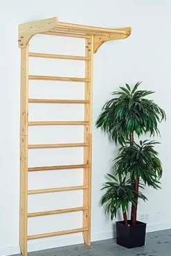 Generic Wooden Wall Stall Bars for Kids and Adults – Swedish Ladder with Pull-Up Bar