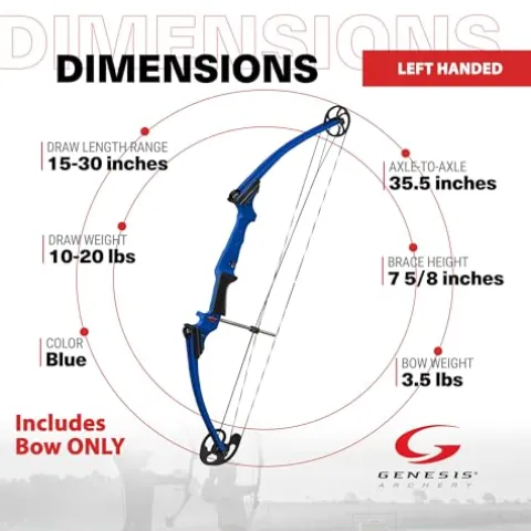 GENESIS Archery Compound Bow Adjustable Draw Length 15-30 Inches & Weight 10-20 lbs Left-Handed Blue 3 Pack