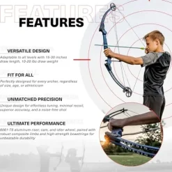 GENESIS Archery Compound Bow Adjustable Draw Length 15″-30″ & Weight 10-20 lbs Right-Handed Blue