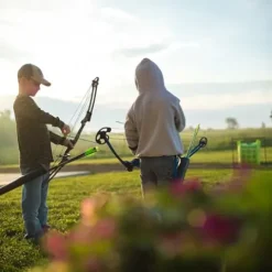 GENESIS Archery Compound Bow Adjustable Draw Length 15″-30″ & Weight 10-20 lbs Right-Handed Blue