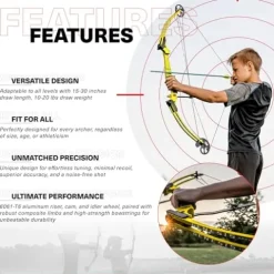 GENESIS Archery Compound Bow Kit Adjustable Draw Length & Weight Left-Handed Yellow