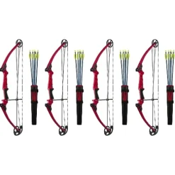 GENESIS Archery Compound Bow Kit Adjustable Draw Length 15″-30″ Left-Handed Red