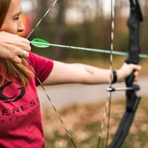 GENESIS Archery Compound Bow with Adjustable Draw Length 15″-30″ & Weight 10-20 lbs for Left-Handed Black