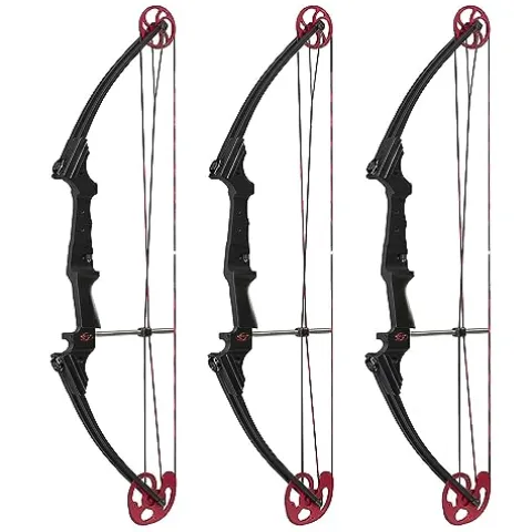 GENESIS Archery Compound Bow with Adjustable Draw Length 15″-30″ & Weight 10-20 lbs for Left-Handed Black