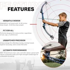 GENESIS Archery Compound Bow Kit Adjustable Draw Length 15″ to 30″ Adjustable Draw Weight 10 to 20 lbs Left-Handed Purple