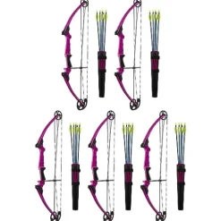GENESIS Archery Compound Bow Kit Adjustable Draw Length 15″ to 30″ & Weight 10-20 lbs Left-Handed Purple