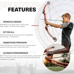 GENESIS Archery Original Adjustable Preassembled Lightweight Left-Handed Compound Bow 3 Pack Orange