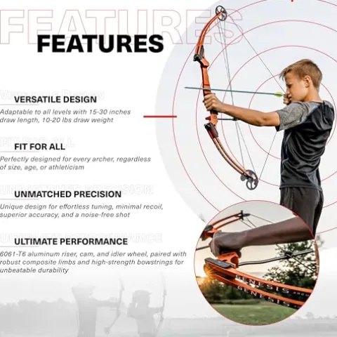 GENESIS Archery Original Adjustable Left-Handed Compound Bow for Beginners and Experts Orange (5 Pack)
