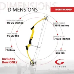 GENESIS Archery Original Adjustable Right-Handed Compound Bow for Beginners & Experts Yellow