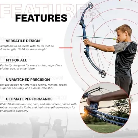 GENESIS Archery Original Adjustable Right-Handed Compound Bow for Beginners & Experts Yellow