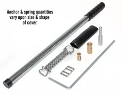 GLI Pool Products HyPerLite Rectangular Solid Safety Cover System 20×40 ft with Center End Step and Pump, Green