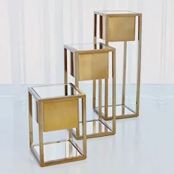 Global Views Escher Pedestal Planter Brass Multicolor