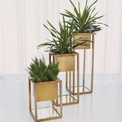 Global Views Escher Pedestal Planter Brass Multi Color
