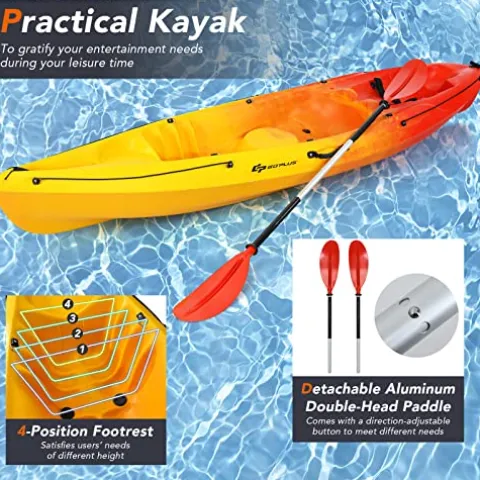 GLOBALWAY 10.2FT Sit-On-Top Fishing Kayak with Paddle Yellow/Orange