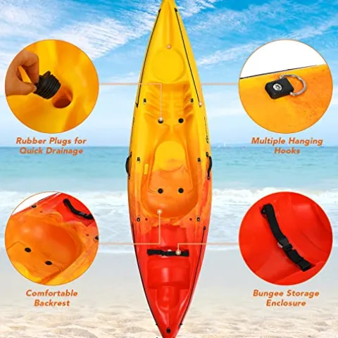 GLOBALWAY 10.2FT Sit-On-Top Fishing Kayak with Paddle Yellow/Orange