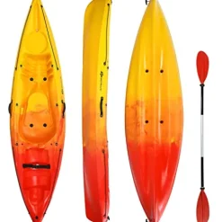 GLOBALWAY 10.2FT Sit-On-Top Fishing Kayak with Paddle Yellow/Orange