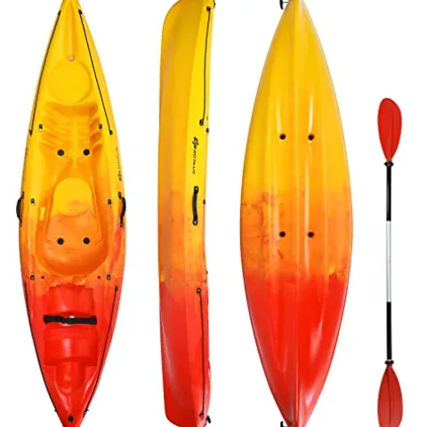 GLOBALWAY 10.2FT Sit-On-Top Fishing Kayak with Paddle Yellow/Orange